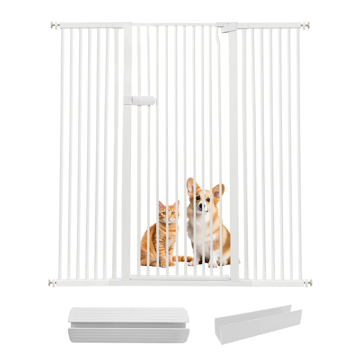 Lumizone Extra Tall Cat Gate 55.12" High Pressure Mounted Extra Wide 2025 New (17 Sizes) 1.37" Gap No Drilling Auto-Close One-Handed Operation Tall Pet Gate for Dogs