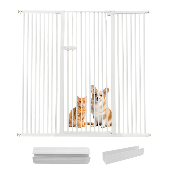 Lumizone Extra Tall Cat Gate 55.12" High Pressure Mounted Extra Wide 2025 New (17 Sizes) 1.37" Gap No Drilling Auto-Close One-Handed Operation Tall Pet Gate for Dogs
