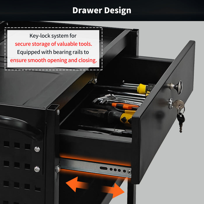 Lumizone Tool Cart Utility cart 3-Tier Foldable Tool cart on wheels DIY Use Tool organization Tool Storage Weight Capacity of 330 lbs Mobility Transport Garage organizers and storage