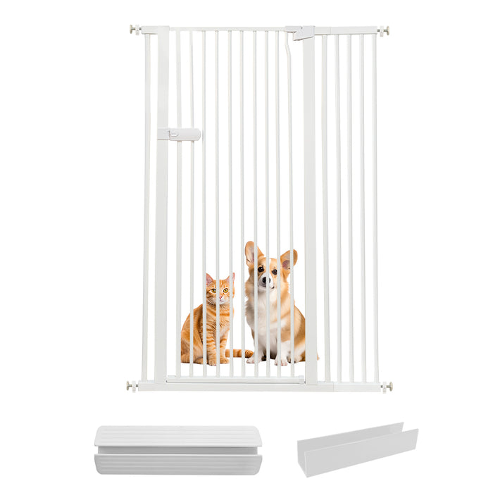 Lumizone Extra Tall Cat Gate 55.12" High Pressure Mounted Extra Wide 2025 New (17 Sizes) 1.37" Gap No Drilling Auto-Close One-Handed Operation Tall Pet Gate for Dogs