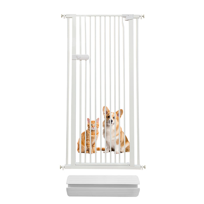 Lumizone Extra Tall Cat Gate 55.12" High Pressure Mounted Extra Wide 2025 New (17 Sizes) 1.37" Gap No Drilling Auto-Close One-Handed Operation Tall Pet Gate for Dogs