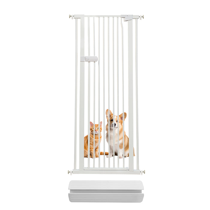 Lumizone Extra Tall Cat Gate 55.12" High Pressure Mounted Extra Wide 2025 New (17 Sizes) 1.37" Gap No Drilling Auto-Close One-Handed Operation Tall Pet Gate for Dogs