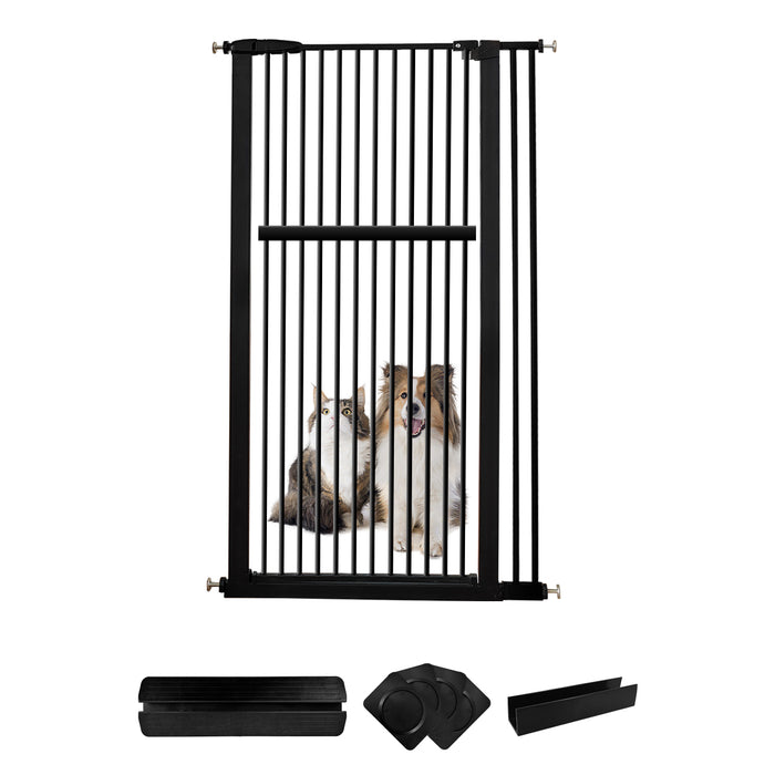 Lumizone Extra Tall Pet Gate 55.12" High Pressure Mounted 30.12"-67.90" Extra Wide (9 Sizes) 1.37" Gap for Cat Dog Children Stairs Doorway Hallway No Drilling Auto-Close