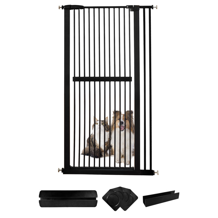 Lumizone Extra Tall Pet Gate 61.02" High Pressure Mounted 30.12"-67.32" Extra Wide (9 Sizes) 1.37" Gap for Cat Dog Children Stairs Doorway Hallway No Drilling Auto-Close