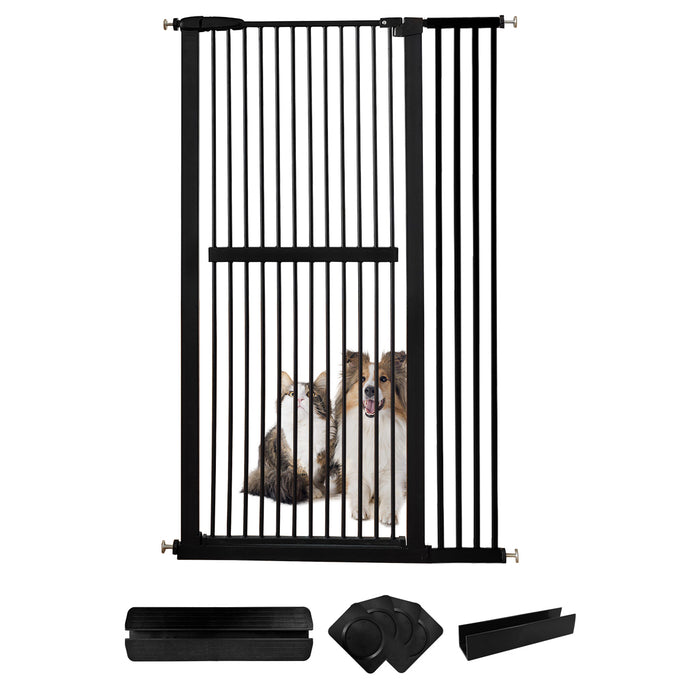 Lumizone Extra Tall Pet Gate 61.02" High Pressure Mounted 30.12"-67.32" Extra Wide (9 Sizes) 1.37" Gap for Cat Dog Children Stairs Doorway Hallway No Drilling Auto-Close