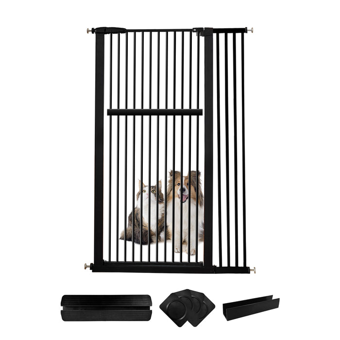 Lumizone Extra Tall Pet Gate 55.12" High Pressure Mounted 30.12"-67.90" Extra Wide (9 Sizes) 1.37" Gap for Cat Dog Children Stairs Doorway Hallway No Drilling Auto-Close