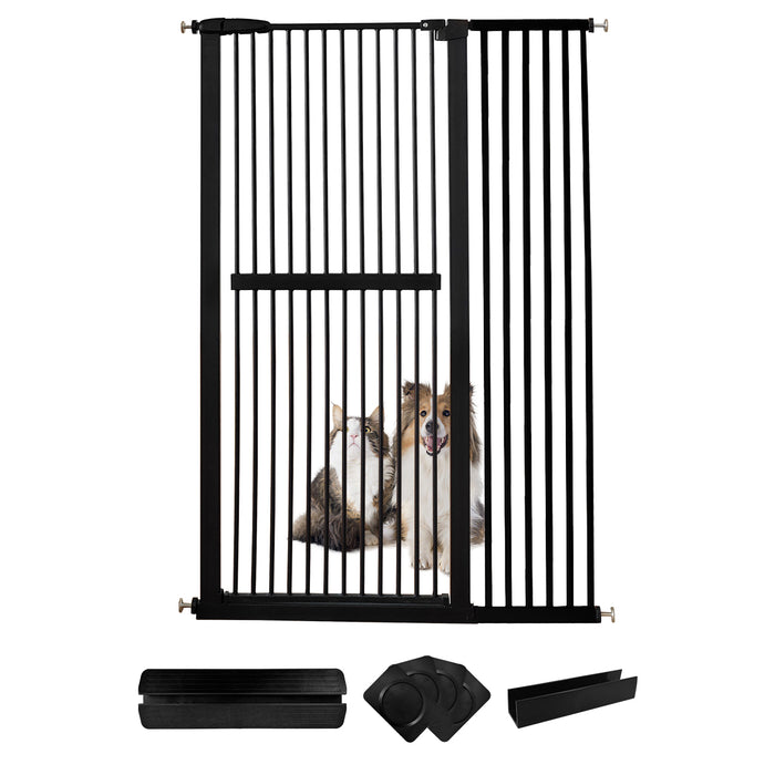 Lumizone Extra Tall Pet Gate 61.02" High Pressure Mounted 30.12"-67.32" Extra Wide (9 Sizes) 1.37" Gap for Cat Dog Children Stairs Doorway Hallway No Drilling Auto-Close