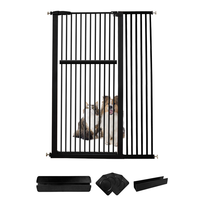 Lumizone Extra Tall Pet Gate 55.12" High Pressure Mounted 30.12"-67.90" Extra Wide (9 Sizes) 1.37" Gap for Cat Dog Children Stairs Doorway Hallway No Drilling Auto-Close