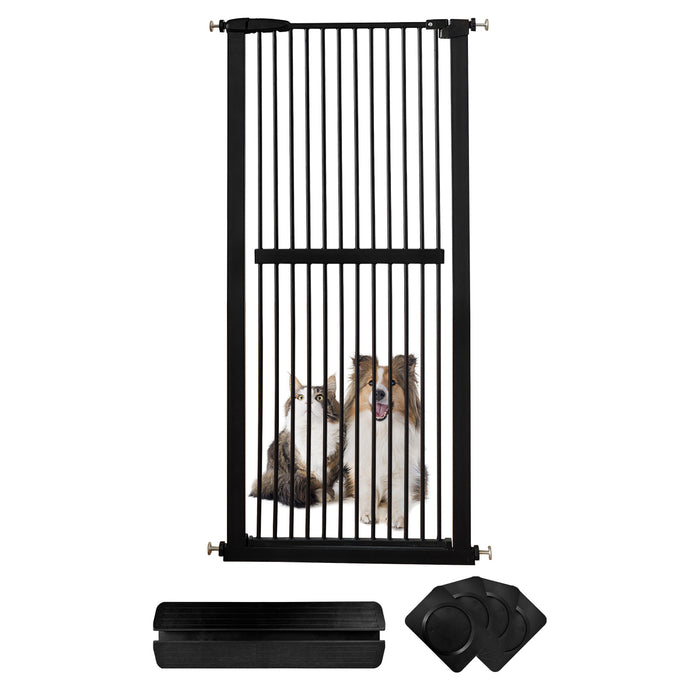 Lumizone Extra Tall Pet Gate 61.02" High Pressure Mounted 30.12"-67.32" Extra Wide (9 Sizes) 1.37" Gap for Cat Dog Children Stairs Doorway Hallway No Drilling Auto-Close