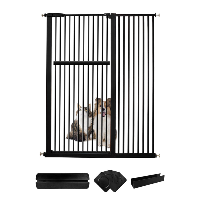 Lumizone Extra Tall Pet Gate 55.12" High Pressure Mounted 30.12"-67.90" Extra Wide (9 Sizes) 1.37" Gap for Cat Dog Children Stairs Doorway Hallway No Drilling Auto-Close