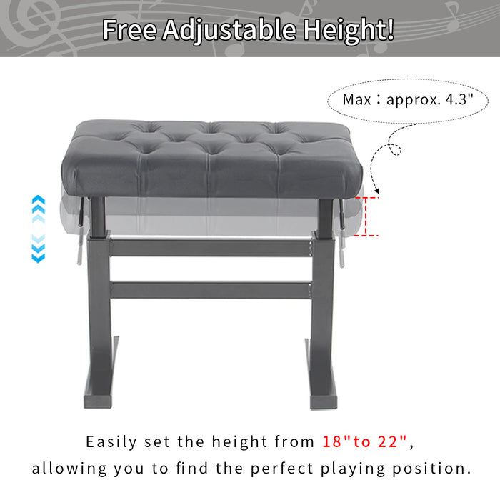 Lumizone Height Adjustable Piano Bench Hydraulic Lifting Keyboard Bench with PU Leather Modern Leather Heavy Duty Piano Stool High Density Sponge Lining Alloy Material Gloss