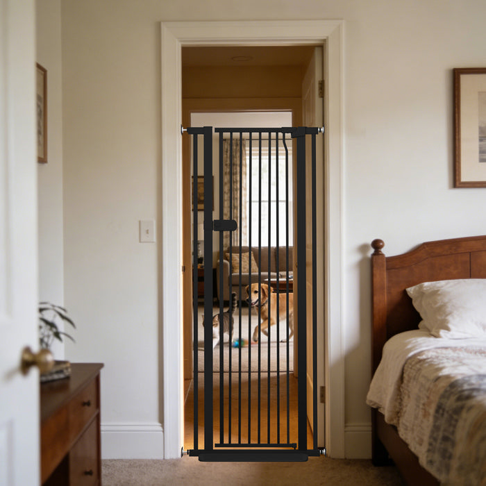 Lumizone Extra Tall Cat Gate 61.02" High Pressure Mounted Extra Wide 2025 New (17 Sizes) 1.37" Gap No Drilling Auto-Close One-Handed Operation Tall Pet Gate for Dogs