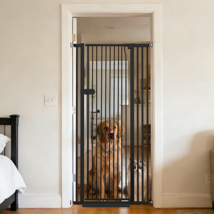Lumizone Extra Tall Cat Gate 61.02" High Pressure Mounted Extra Wide 2025 New (17 Sizes) 1.37" Gap No Drilling Auto-Close One-Handed Operation Tall Pet Gate for Dogs