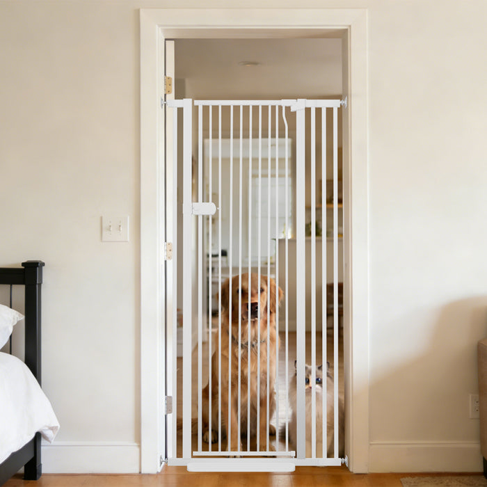 Lumizone Extra Tall Cat Gate 61.02" High Pressure Mounted Extra Wide 2025 New (17 Sizes) 1.37" Gap No Drilling Auto-Close One-Handed Operation Tall Pet Gate for Dogs