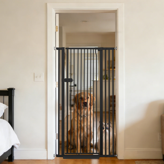 Lumizone Extra Tall Cat Gate 55.12" High Pressure Mounted Extra Wide 2025 New (17 Sizes) 1.37" Gap No Drilling Auto-Close One-Handed Operation Tall Pet Gate for Dogs