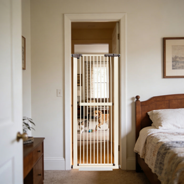 Lumizone Extra Tall Pet Gate 61.02" High Pressure Mounted 26.38"-67.32" Extra Wide (9 Sizes) 1.37" Gap for Cat Dog Children Stairs Doorway Hallway No Drilling Auto-Close