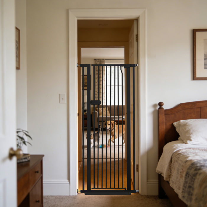 Lumizone Extra Tall Cat Gate 55.12" High Pressure Mounted Extra Wide 2025 New (17 Sizes) 1.37" Gap No Drilling Auto-Close One-Handed Operation Tall Pet Gate for Dogs