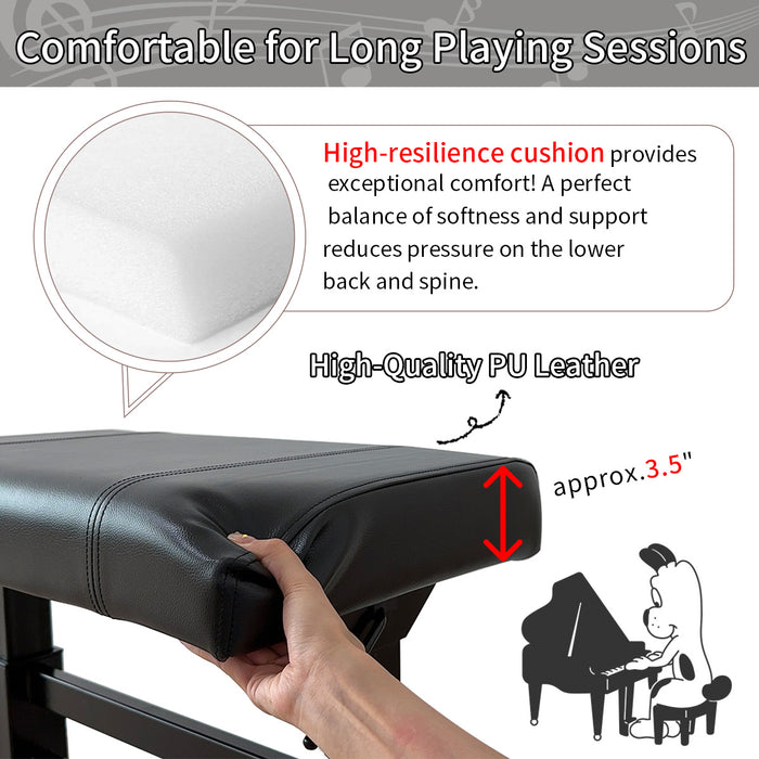 Lumizone Height Adjustable Piano Bench Hydraulic Lifting Keyboard Bench with PU Leather Modern Leather Heavy Duty Piano Stool High Density Sponge Lining Alloy Material Gloss