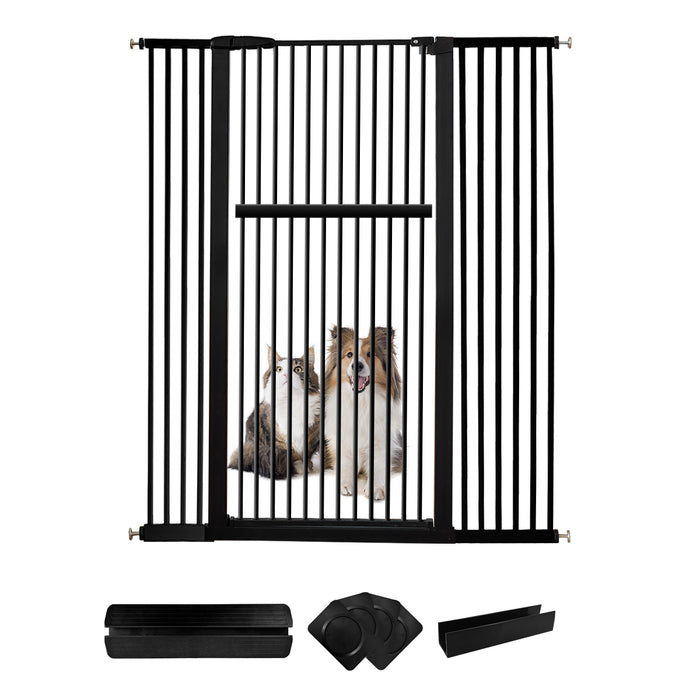 Lumizone Extra Tall Pet Gate 55.12" High Pressure Mounted 30.12"-67.90" Extra Wide (9 Sizes) 1.37" Gap for Cat Dog Children Stairs Doorway Hallway No Drilling Auto-Close