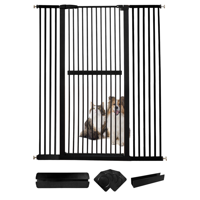 Lumizone Extra Tall Pet Gate 61.02" High Pressure Mounted 30.12"-67.32" Extra Wide (9 Sizes) 1.37" Gap for Cat Dog Children Stairs Doorway Hallway No Drilling Auto-Close