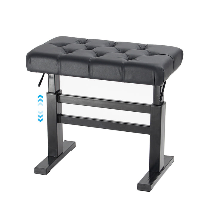 Lumizone Height Adjustable Piano Bench Hydraulic Lifting Keyboard Bench with PU Leather Modern Leather Heavy Duty Piano Stool High Density Sponge Lining Alloy Material Gloss
