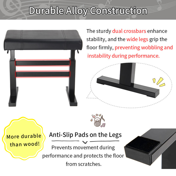Lumizone Height Adjustable Piano Bench Hydraulic Lifting Keyboard Bench with PU Leather Modern Leather Heavy Duty Piano Stool High Density Sponge Lining Alloy Material Gloss