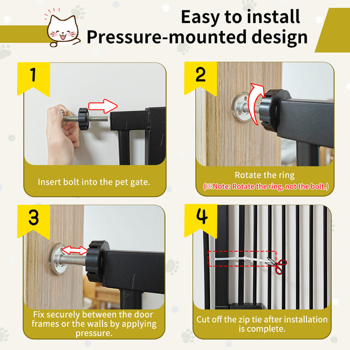 Lumizone Extra Tall Cat Gate 55.12" High Pressure Mounted Extra Wide 2025 New (17 Sizes) 1.37" Gap No Drilling Auto-Close One-Handed Operation Tall Pet Gate for Dogs