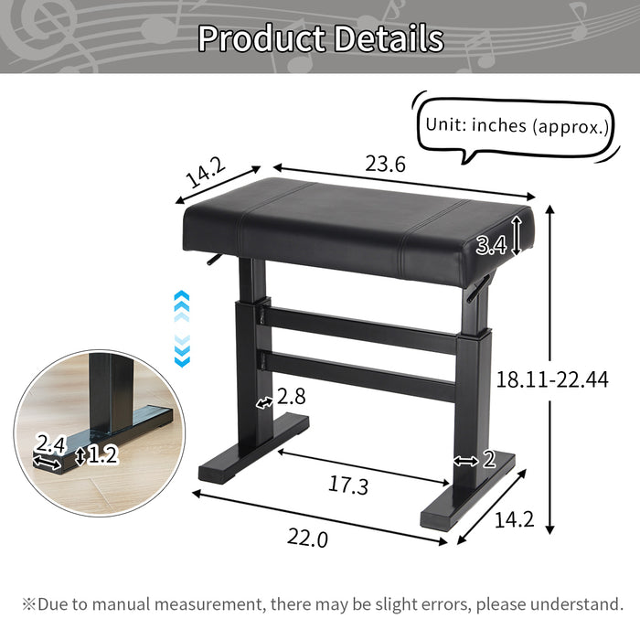 Lumizone Height Adjustable Piano Bench Hydraulic Lifting Keyboard Bench with PU Leather Modern Leather Heavy Duty Piano Stool High Density Sponge Lining Alloy Material Gloss