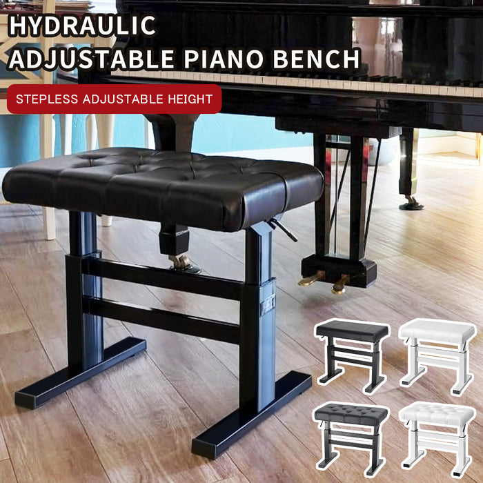 Lumizone Height Adjustable Piano Bench Hydraulic Lifting Keyboard Bench with PU Leather Modern Leather Heavy Duty Piano Stool High Density Sponge Lining Alloy Material Gloss