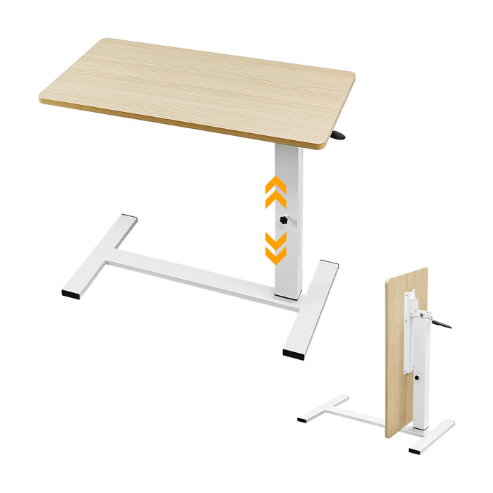 Lumizone Foldable Overbed Table with Wheels Adjustable Height Bedside Desk 27.56"-36.61" Rolling Hospital Bed Table with Casters Medical Tray for Home Use Desk Over the Bed