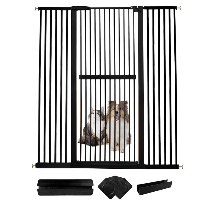 Lumizone Extra Tall Pet Gate 61.02" High Pressure Mounted 30.12"-67.32" Extra Wide (9 Sizes) 1.37" Gap for Cat Dog Children Stairs Doorway Hallway No Drilling Auto-Close