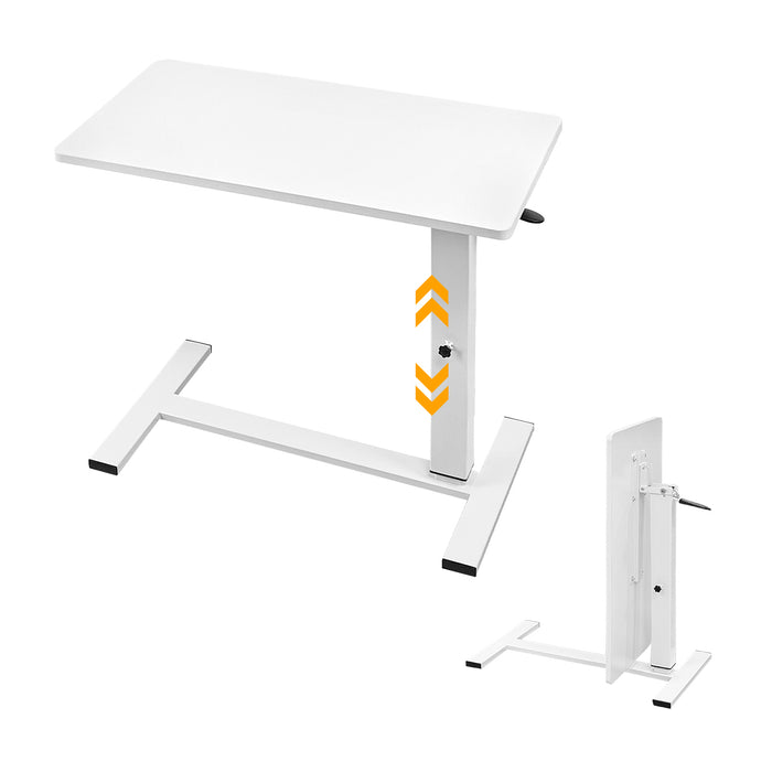 Lumizone Foldable Overbed Table with Wheels Adjustable Height Bedside Desk 27.56"-36.61" Rolling Hospital Bed Table with Casters Medical Tray for Home Use Desk Over the Bed