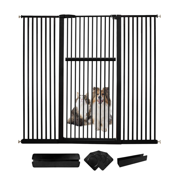 Lumizone Extra Tall Pet Gate 55.12" High Pressure Mounted 30.12"-67.90" Extra Wide (9 Sizes) 1.37" Gap for Cat Dog Children Stairs Doorway Hallway No Drilling Auto-Close