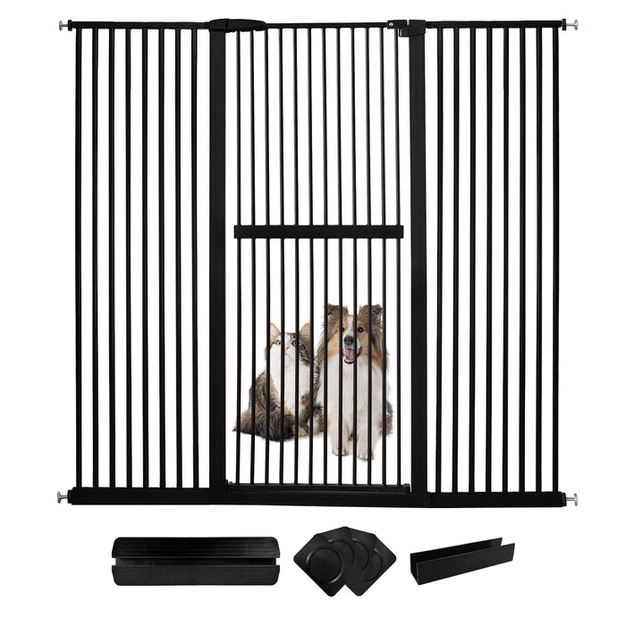 Lumizone Extra Tall Pet Gate 61.02" High Pressure Mounted 30.12"-67.32" Extra Wide (9 Sizes) 1.37" Gap for Cat Dog Children Stairs Doorway Hallway No Drilling Auto-Close