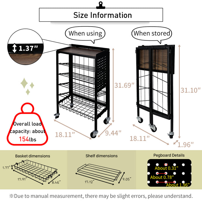 Lumizone Foldable Book Cart 6-Tier Large Capacity Bookshelf Single Sided V-Shaped Sloped Shelves With brake Wheels With PegBoard Slim Rolling Utility Cart Storage Rack, Home Shelves and Office