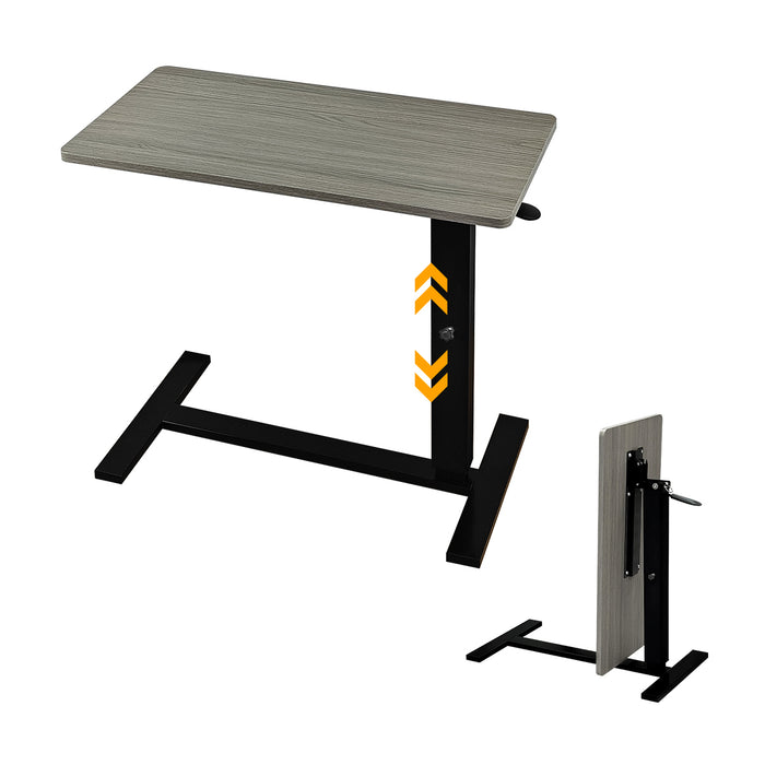 Lumizone Foldable Overbed Table with Wheels Adjustable Height Bedside Desk 27.56"-36.61" Rolling Hospital Bed Table with Casters Medical Tray for Home Use Desk Over the Bed