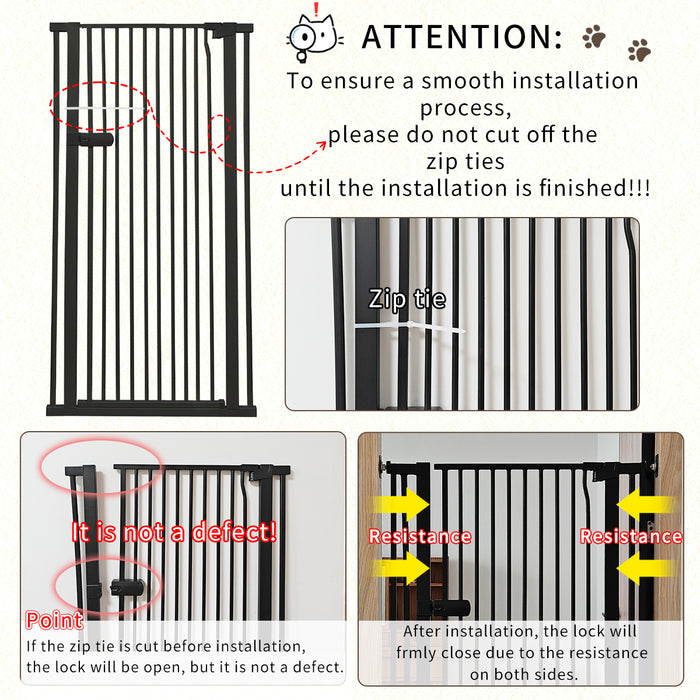 Lumizone Extra Tall Cat Gate 55.12" High Pressure Mounted Extra Wide 2025 New (17 Sizes) 1.37" Gap No Drilling Auto-Close One-Handed Operation Tall Pet Gate for Dogs
