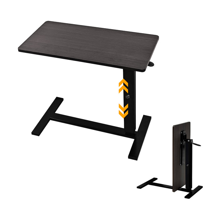 Lumizone Foldable Overbed Table with Wheels Adjustable Height Bedside Desk 27.56"-36.61" Rolling Hospital Bed Table with Casters Medical Tray for Home Use Desk Over the Bed