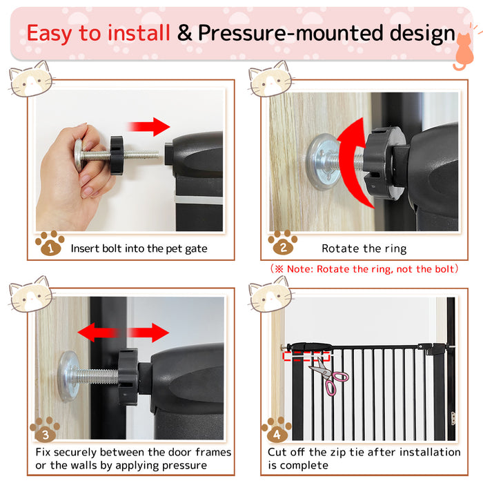 Lumizone Extra Tall Pet Gate 55.12" High Pressure Mounted 30.12"-67.90" Extra Wide (9 Sizes) 1.37" Gap for Cat Dog Children Stairs Doorway Hallway No Drilling Auto-Close