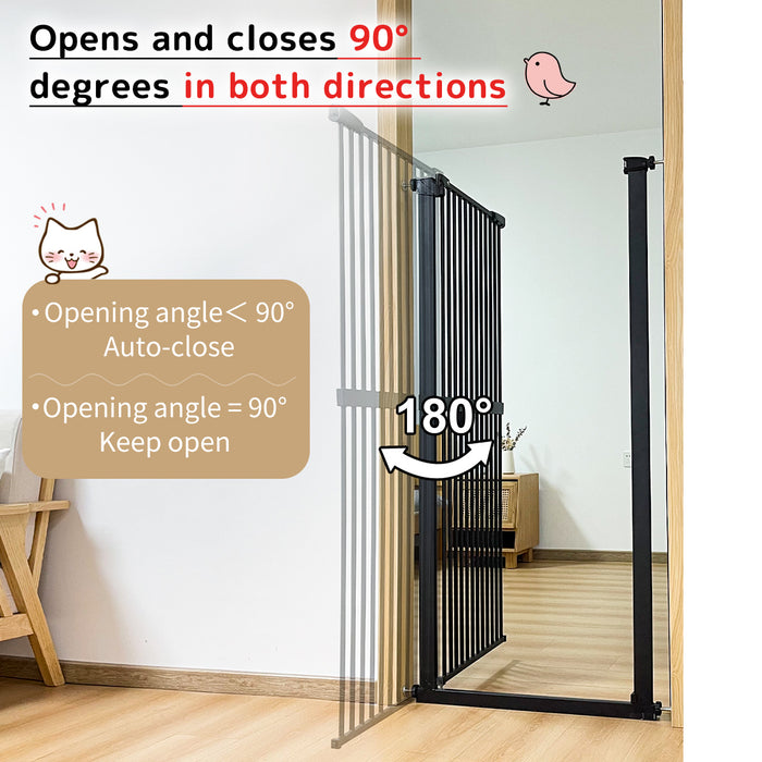 Lumizone Extra Tall Pet Gate 61.02" High Pressure Mounted 30.12"-67.32" Extra Wide (9 Sizes) 1.37" Gap for Cat Dog Children Stairs Doorway Hallway No Drilling Auto-Close