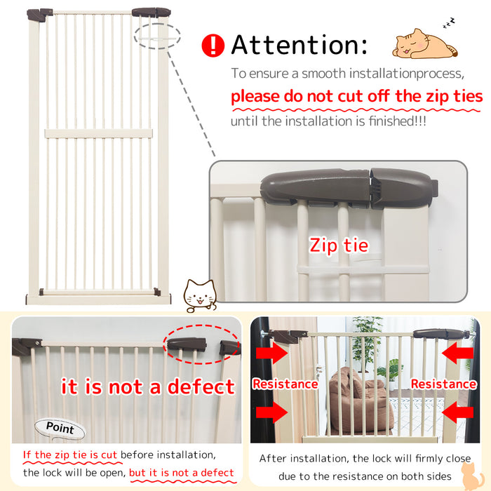 Lumizone Extra Tall Pet Gate 61.02" High Pressure Mounted 30.12"-67.32" Extra Wide (9 Sizes) 1.37" Gap for Cat Dog Children Stairs Doorway Hallway No Drilling Auto-Close