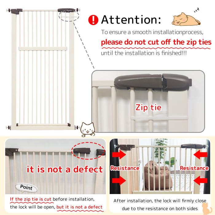 Lumizone Extra Tall Pet Gate 55.12" High Pressure Mounted 30.12"-67.90" Extra Wide (9 Sizes) 1.37" Gap for Cat Dog Children Stairs Doorway Hallway No Drilling Auto-Close