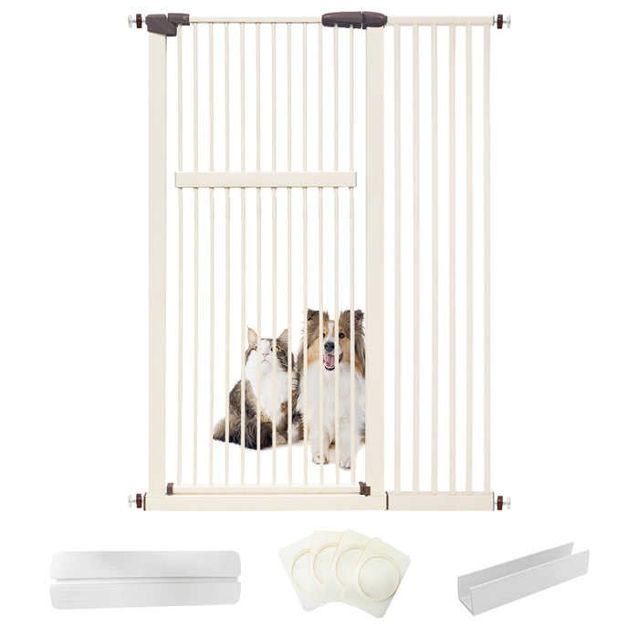 Lumizone Extra Tall Pet Gate 55.12" High Pressure Mounted 30.12"-67.90" Extra Wide (9 Sizes) 1.37" Gap for Cat Dog Children Stairs Doorway Hallway No Drilling Auto-Close