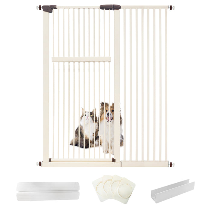 Lumizone Extra Tall Pet Gate 55.12" High Pressure Mounted 30.12"-67.90" Extra Wide (9 Sizes) 1.37" Gap for Cat Dog Children Stairs Doorway Hallway No Drilling Auto-Close