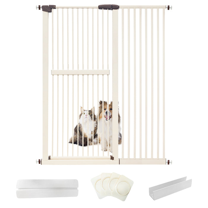 Lumizone Extra Tall Pet Gate 61.02" High Pressure Mounted 30.12"-67.32" Extra Wide (9 Sizes) 1.37" Gap for Cat Dog Children Stairs Doorway Hallway No Drilling Auto-Close