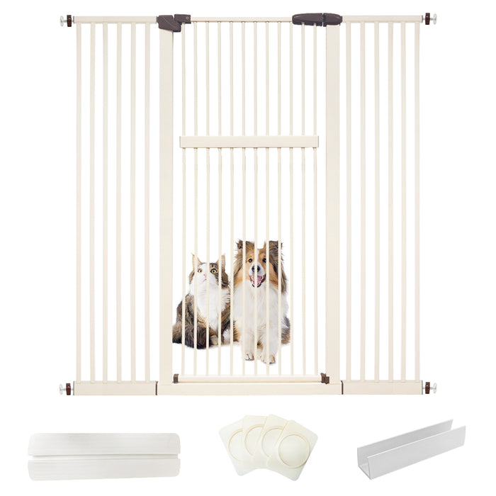 Lumizone Extra Tall Pet Gate 55.12" High Pressure Mounted 30.12"-67.90" Extra Wide (9 Sizes) 1.37" Gap for Cat Dog Children Stairs Doorway Hallway No Drilling Auto-Close