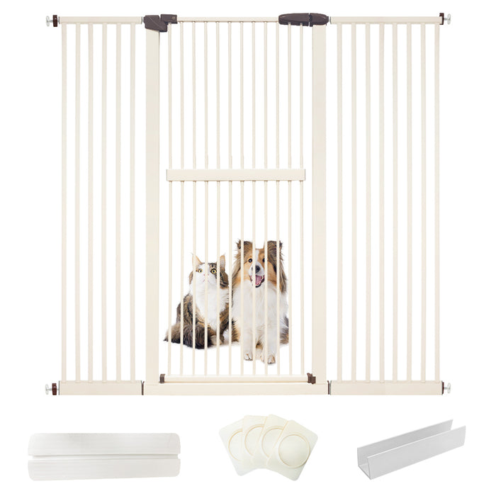 Lumizone Extra Tall Pet Gate 61.02" High Pressure Mounted 30.12"-67.32" Extra Wide (9 Sizes) 1.37" Gap for Cat Dog Children Stairs Doorway Hallway No Drilling Auto-Close