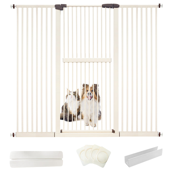 Lumizone Extra Tall Pet Gate 61.02" High Pressure Mounted 30.12"-67.32" Extra Wide (9 Sizes) 1.37" Gap for Cat Dog Children Stairs Doorway Hallway No Drilling Auto-Close