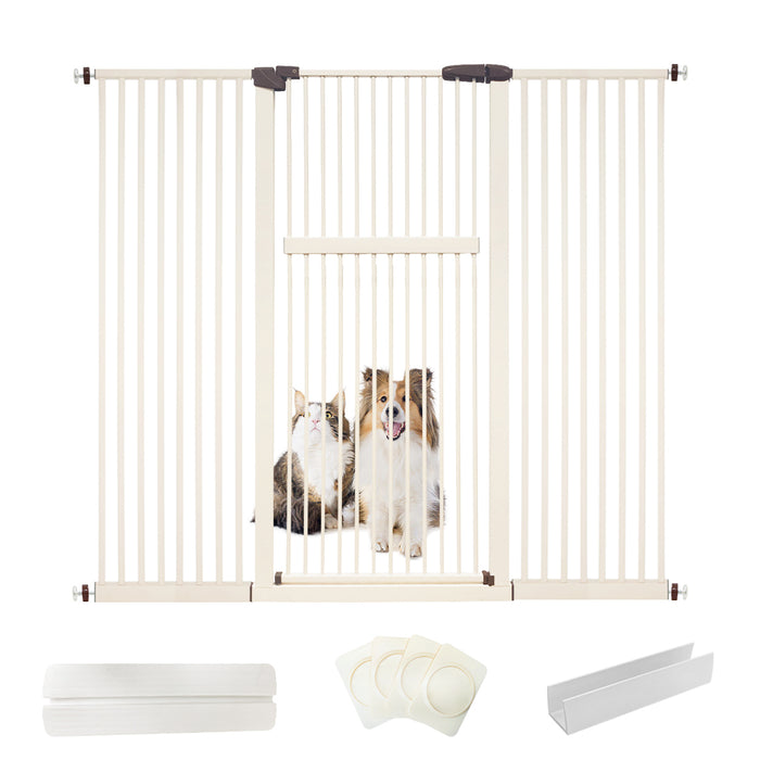 Lumizone Extra Tall Pet Gate 55.12" High Pressure Mounted 30.12"-67.90" Extra Wide (9 Sizes) 1.37" Gap for Cat Dog Children Stairs Doorway Hallway No Drilling Auto-Close